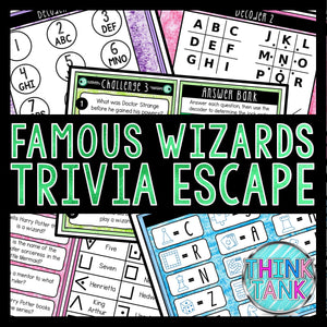 Famous Wizards Trivia Game - Escape Room for Kids - Printable Party Game – Birthday Party Game - Kids Activity – Family Game