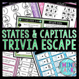 States & Capitals Trivia Game - Escape Room for Kids - Printable Party Game – Birthday Party Game - Kids Activity – Family Games