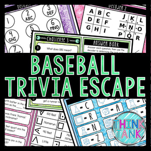 Baseball Trivia Game - Escape Room for Kids - Printable Party Game – Birthday Party Game - Kids Activity – Family Games