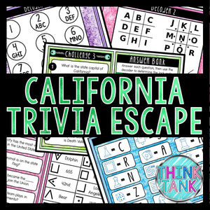 California Trivia Game - Escape Room for Kids - Printable Party Game – Birthday Party Game - Kids Activity – Family Games