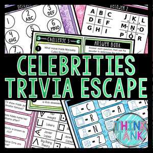 Celebrities Trivia Game - Escape Room for Kids - Printable Party Game – Birthday Party Game - Kids Activity – Family Games - Celebrity