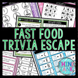 Fast Food Trivia Game - Escape Room for Kids - Printable Party Game – Birthday Party Game - Kids Activity – Family Games - Restaurants