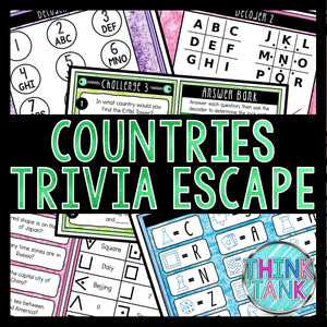 Countries - World Geography Trivia Game - Escape Room for Kids - Printable Party Game – Birthday Party Game - Kids Activity – Family Games