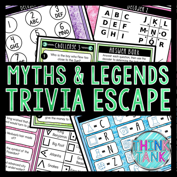Myths & Legends Trivia Game - Escape Room for Kids - Printable Party Game – Birthday Party Game - Kids Activity – Family Games